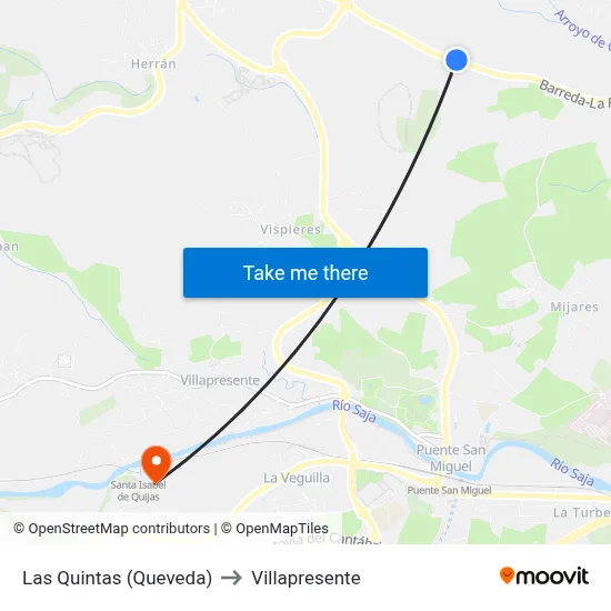 Las Quintas (Queveda) to Villapresente map