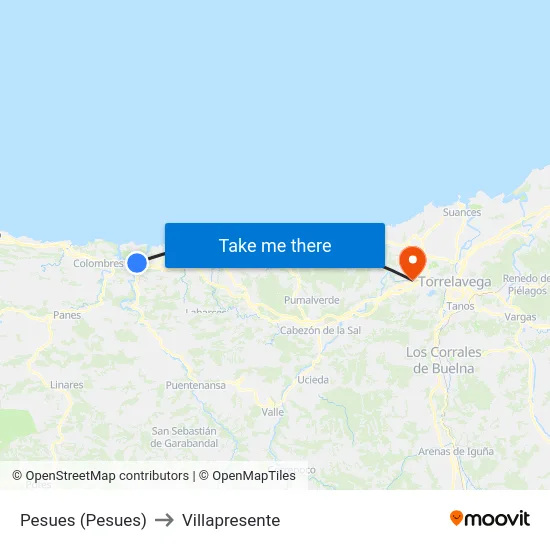 Pesues (Pesues) to Villapresente map