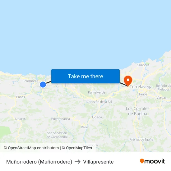 Muñorrodero (Muñorrodero) to Villapresente map