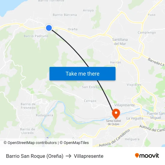 Barrio San Roque (Oreña) to Villapresente map