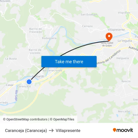 Caranceja (Caranceja) to Villapresente map