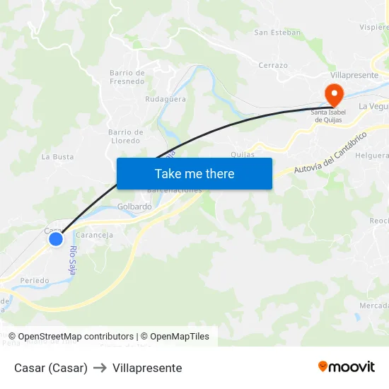 Casar (Casar) to Villapresente map