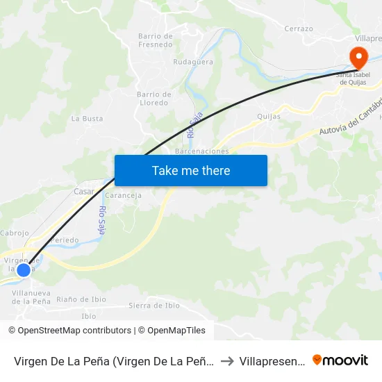 Virgen De La Peña (Virgen De  La Peña) to Villapresente map
