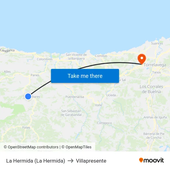 La Hermida (La Hermida) to Villapresente map