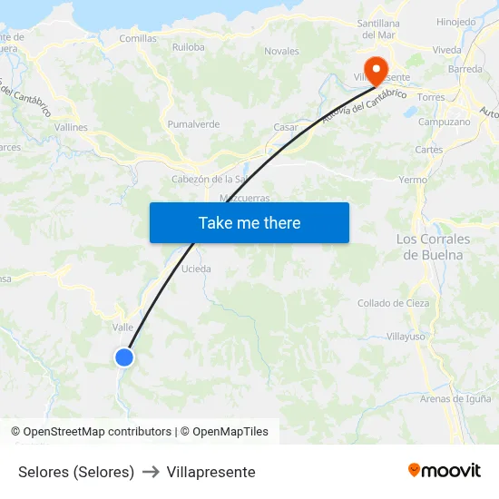 Selores (Selores) to Villapresente map