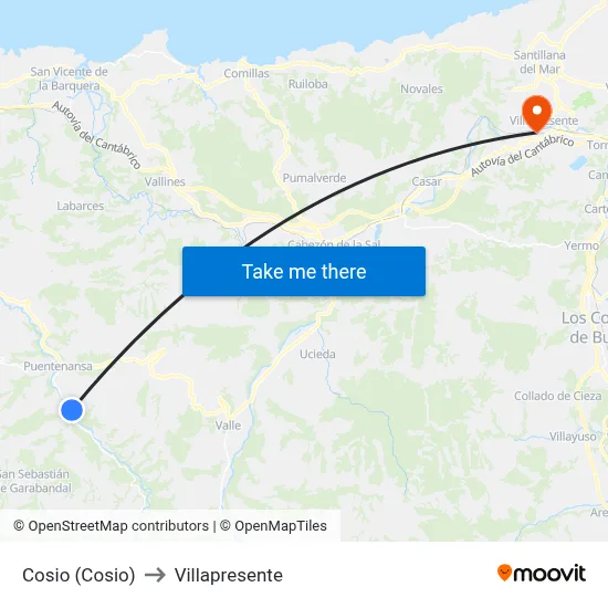 Cosio (Cosio) to Villapresente map