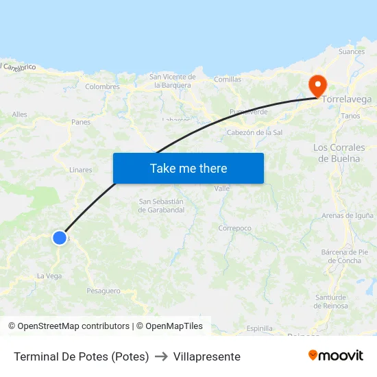 Terminal De Potes (Potes) to Villapresente map
