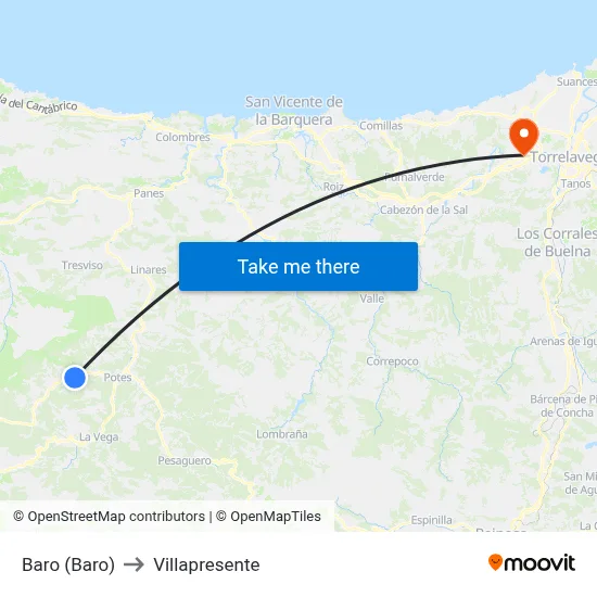 Baro (Baro) to Villapresente map