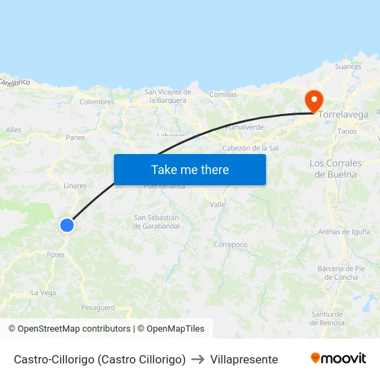 Castro-Cillorigo (Castro Cillorigo) to Villapresente map