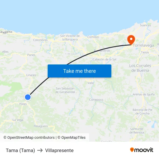 Tama (Tama) to Villapresente map