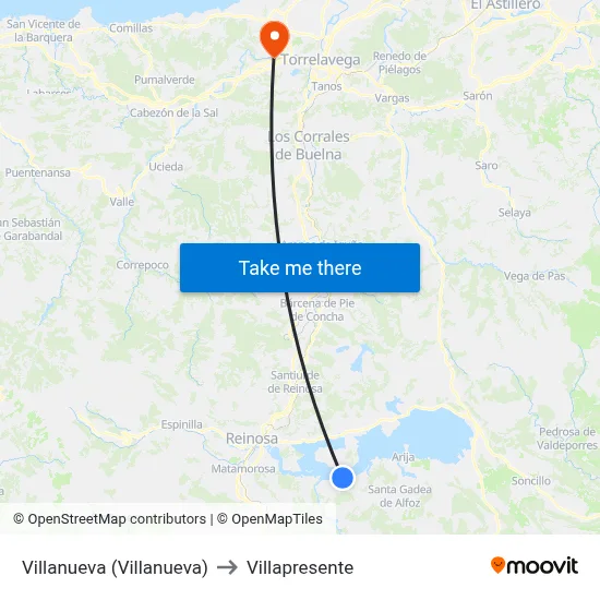Villanueva (Villanueva) to Villapresente map