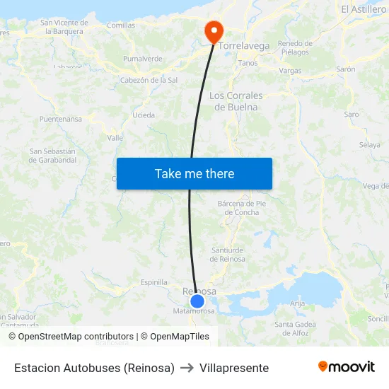 Estacion Autobuses (Reinosa) to Villapresente map