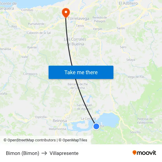 Bimon (Bimon) to Villapresente map