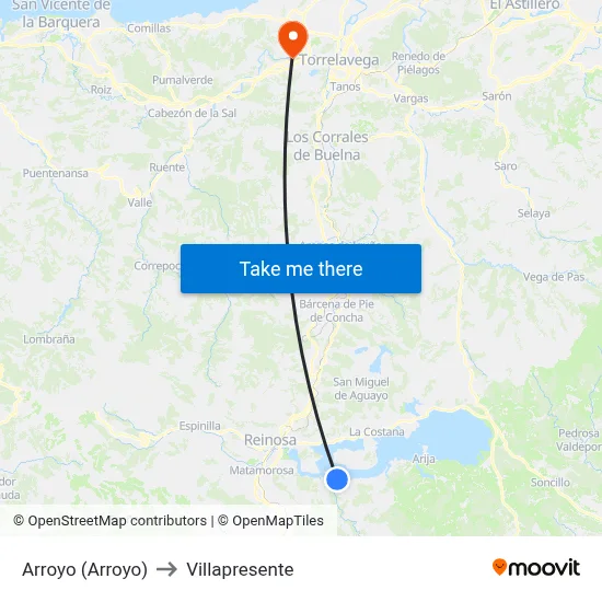 Arroyo (Arroyo) to Villapresente map