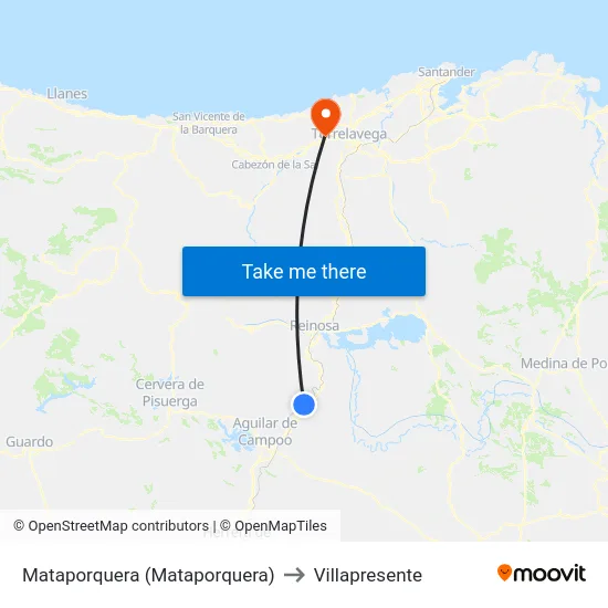 Mataporquera (Mataporquera) to Villapresente map