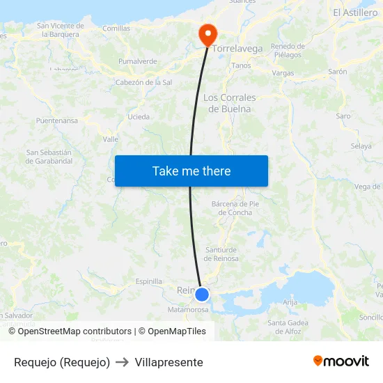 Requejo (Requejo) to Villapresente map