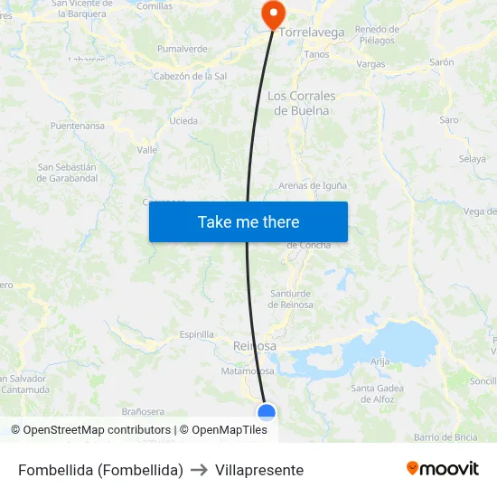 Fombellida (Fombellida) to Villapresente map