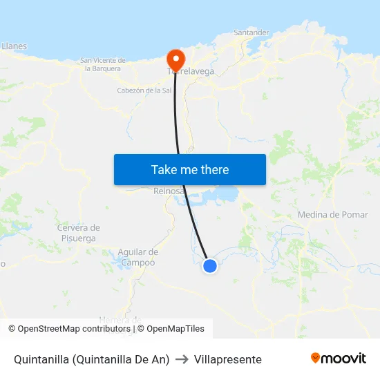 Quintanilla (Quintanilla De An) to Villapresente map