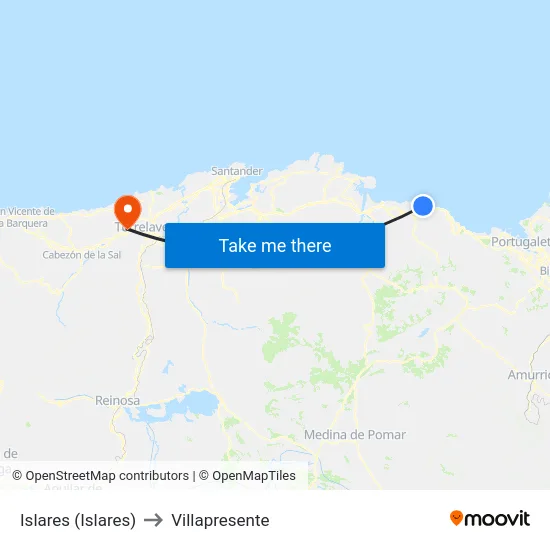 Islares (Islares) to Villapresente map