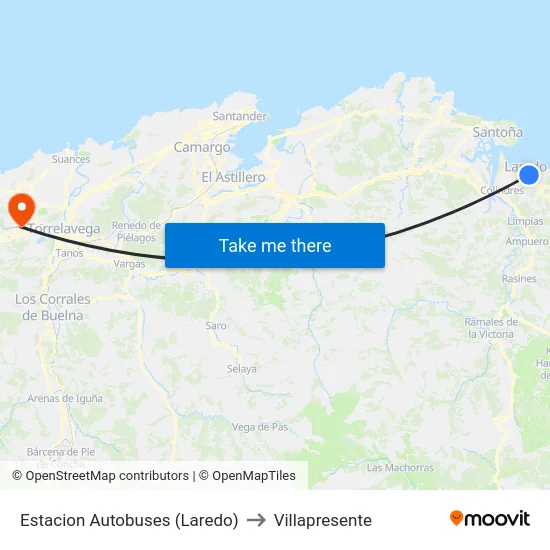 Estacion Autobuses (Laredo) to Villapresente map
