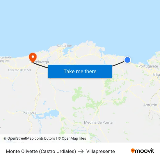 Monte Olivette (Castro Urdiales) to Villapresente map