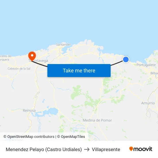 Menendez Pelayo (Castro Urdiales) to Villapresente map