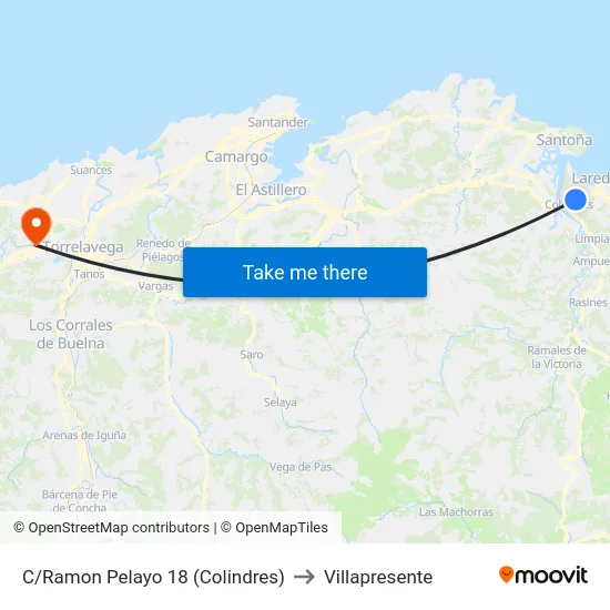 C/Ramon Pelayo 18 (Colindres) to Villapresente map