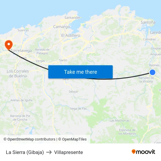 La Sierra (Gibaja) to Villapresente map