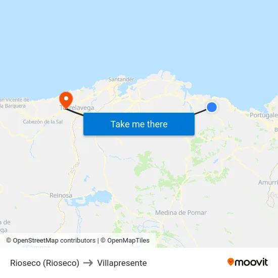 Rioseco (Rioseco) to Villapresente map
