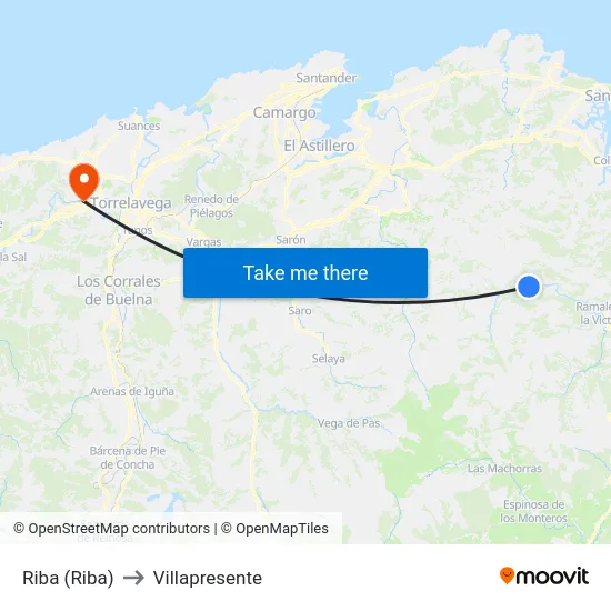 Riba (Riba) to Villapresente map