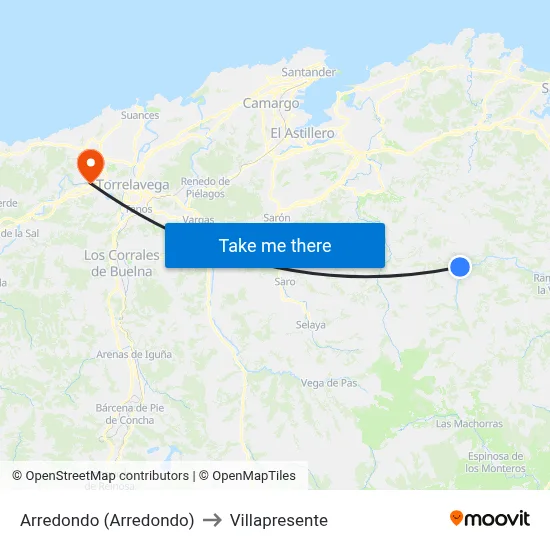 Arredondo (Arredondo) to Villapresente map