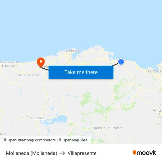Mollaneda (Mollaneda) to Villapresente map