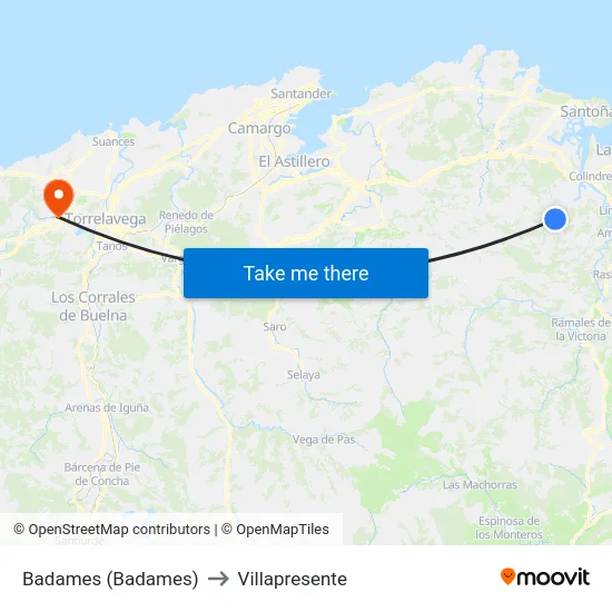 Badames (Badames) to Villapresente map
