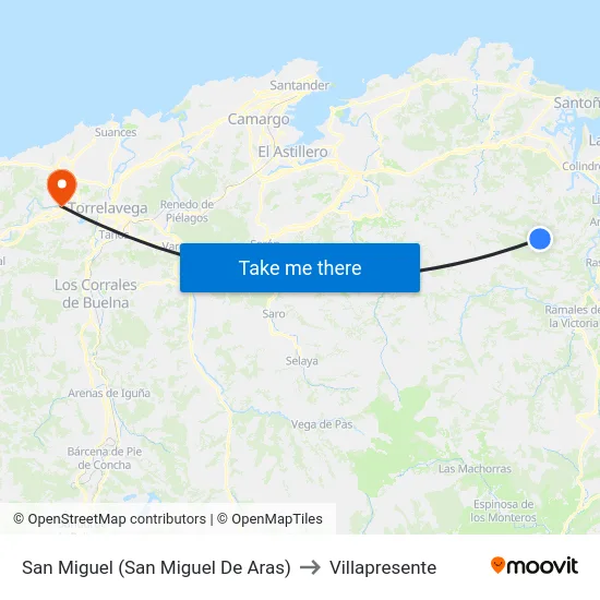 San Miguel (San Miguel De Aras) to Villapresente map