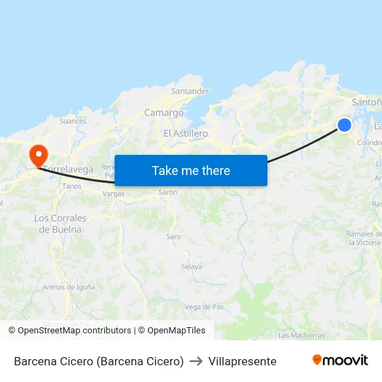 Barcena Cicero (Barcena Cicero) to Villapresente map