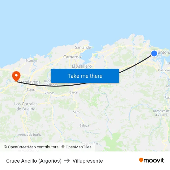 Cruce Ancillo (Argoños) to Villapresente map