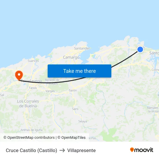 Cruce Castillo (Castillo) to Villapresente map