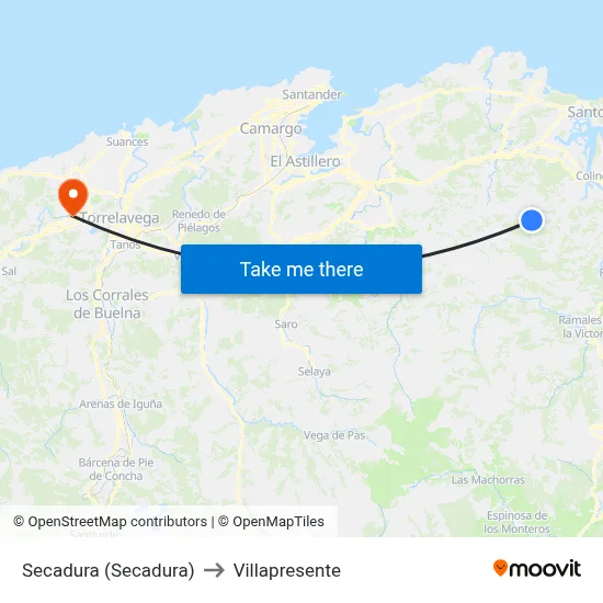 Secadura (Secadura) to Villapresente map