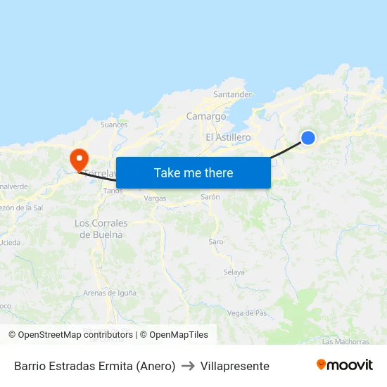 Barrio Estradas Ermita (Anero) to Villapresente map