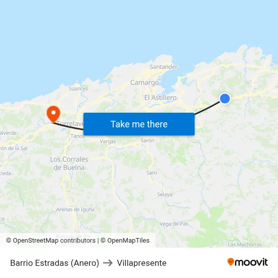 Barrio Estradas (Anero) to Villapresente map