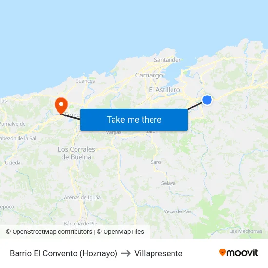 Barrio El Convento (Hoznayo) to Villapresente map