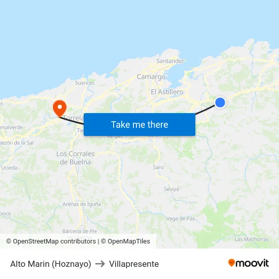 Alto Marin (Hoznayo) to Villapresente map