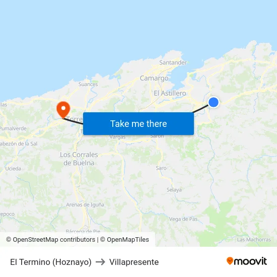 El Termino (Hoznayo) to Villapresente map