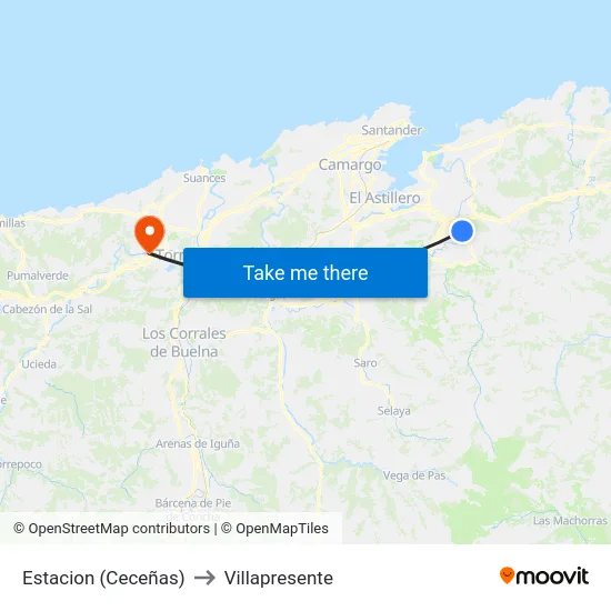 Estacion (Ceceñas) to Villapresente map