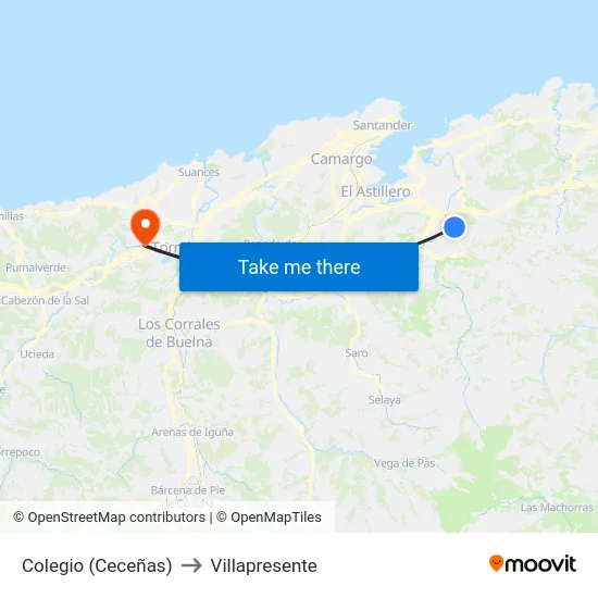 Colegio (Ceceñas) to Villapresente map