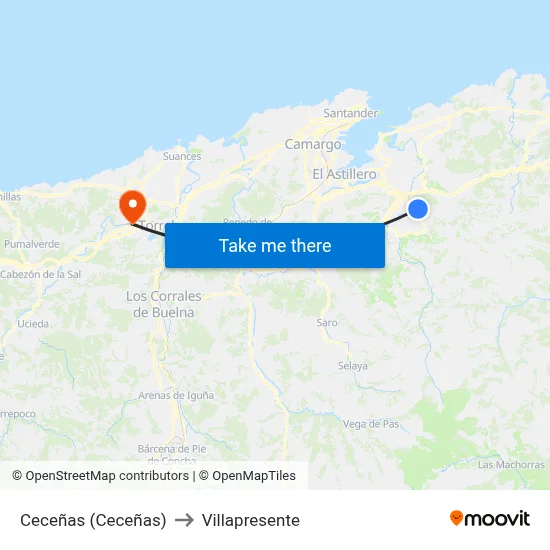 Ceceñas (Ceceñas) to Villapresente map