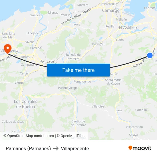 Pamanes (Pamanes) to Villapresente map