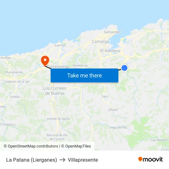 La Patana (Lierganes) to Villapresente map