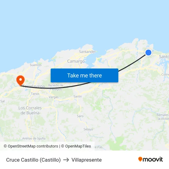 Cruce Castillo (Castillo) to Villapresente map