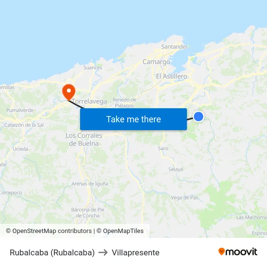 Rubalcaba (Rubalcaba) to Villapresente map